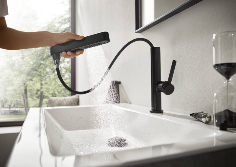 hansgrohe Finoris - Single lever basin mixer 230 with pull-out spray, 2jet and push-open waste set - Image 4