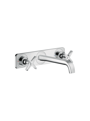 Axor Citterio E 3-hole basin mixer for concealed installation wall-mounted with spout 220 mm and plate